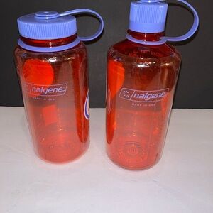 Nalgene Wide Mouth Water Bottle - Red with Purple Cap